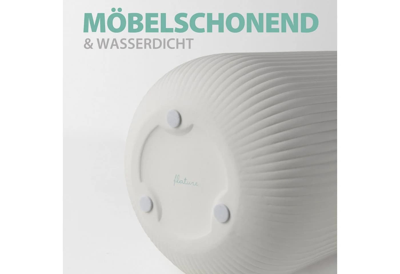 flature Dekovase mit Rillen Weiß Keramik Matt - Bild 5