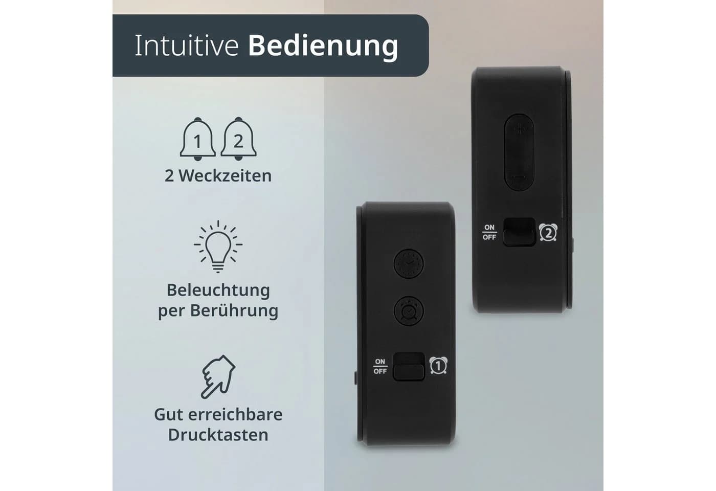 ADE Funkwecker Digital Schwarz mit Temperaturanzeige und LCD - Bild 5