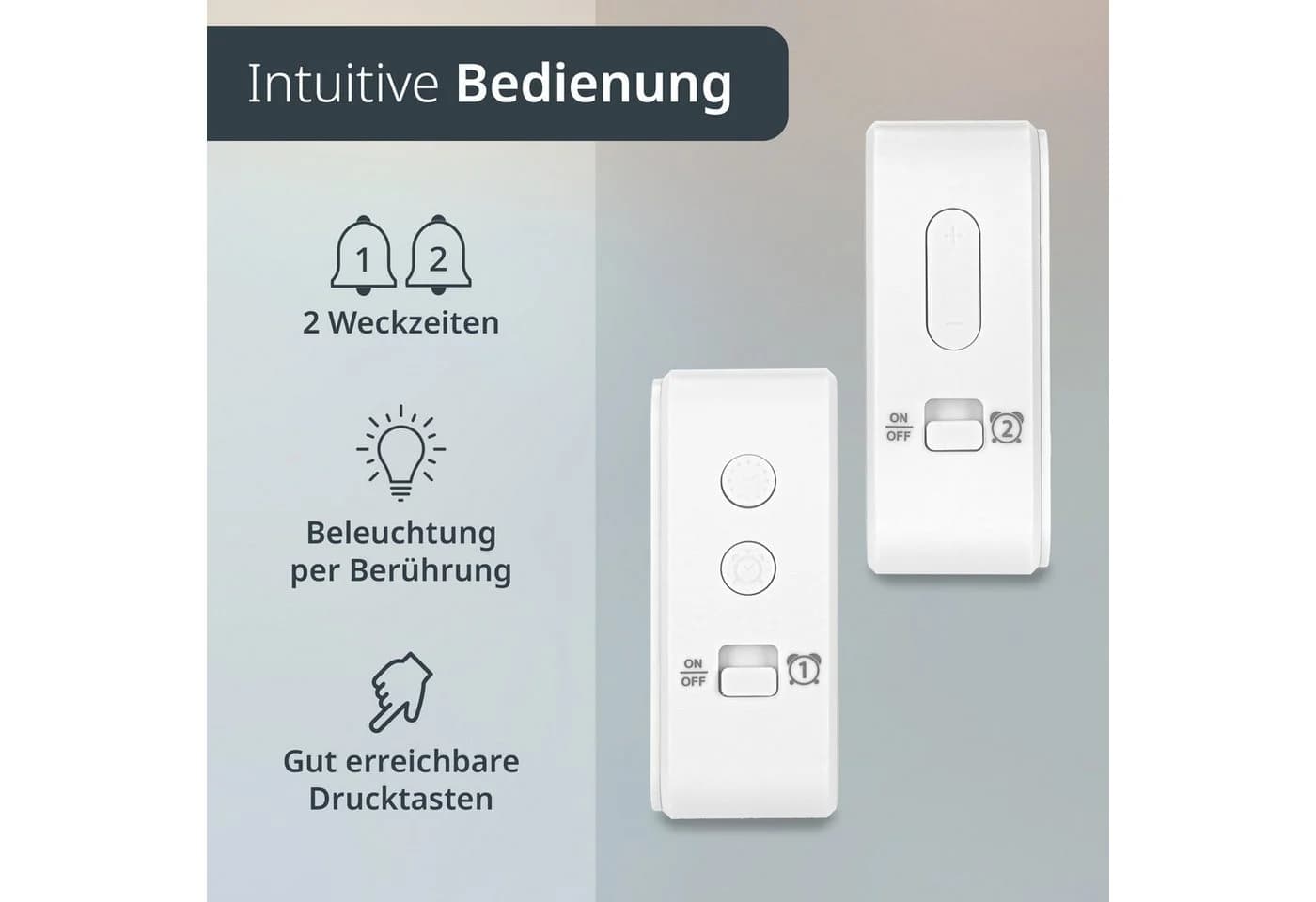 ADE Funkwecker Digital Weiß mit Temperatur, Luftfeuchtigkeit & 2 Weckzeiten - Bild 5