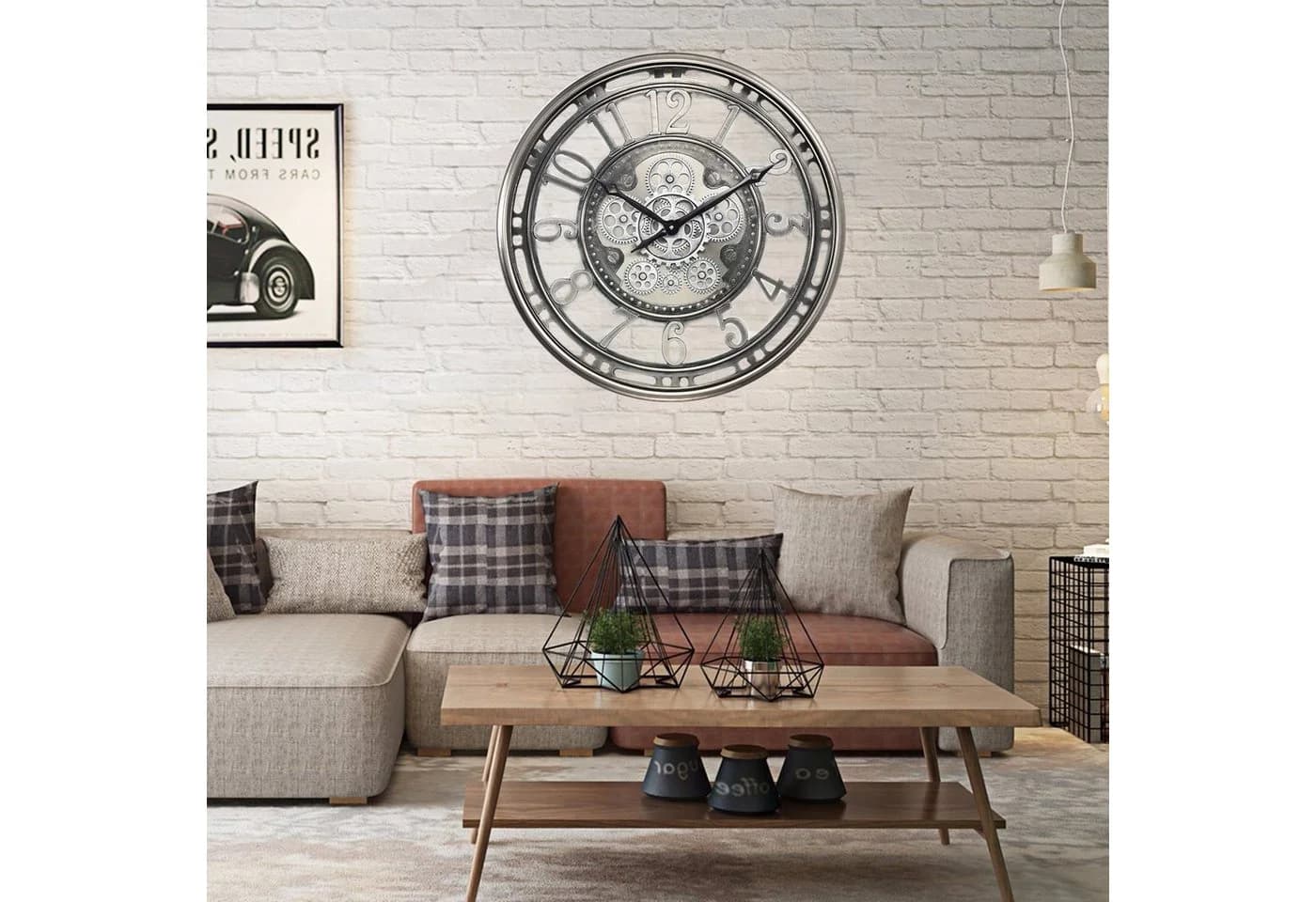 Samilito Wanduhr Silber mit echtem Bewegungsgetriebe - Bild 4