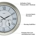 Samilito Beleuchtete Wanduhr Wetterfest Silber mit Sensor Bild 1