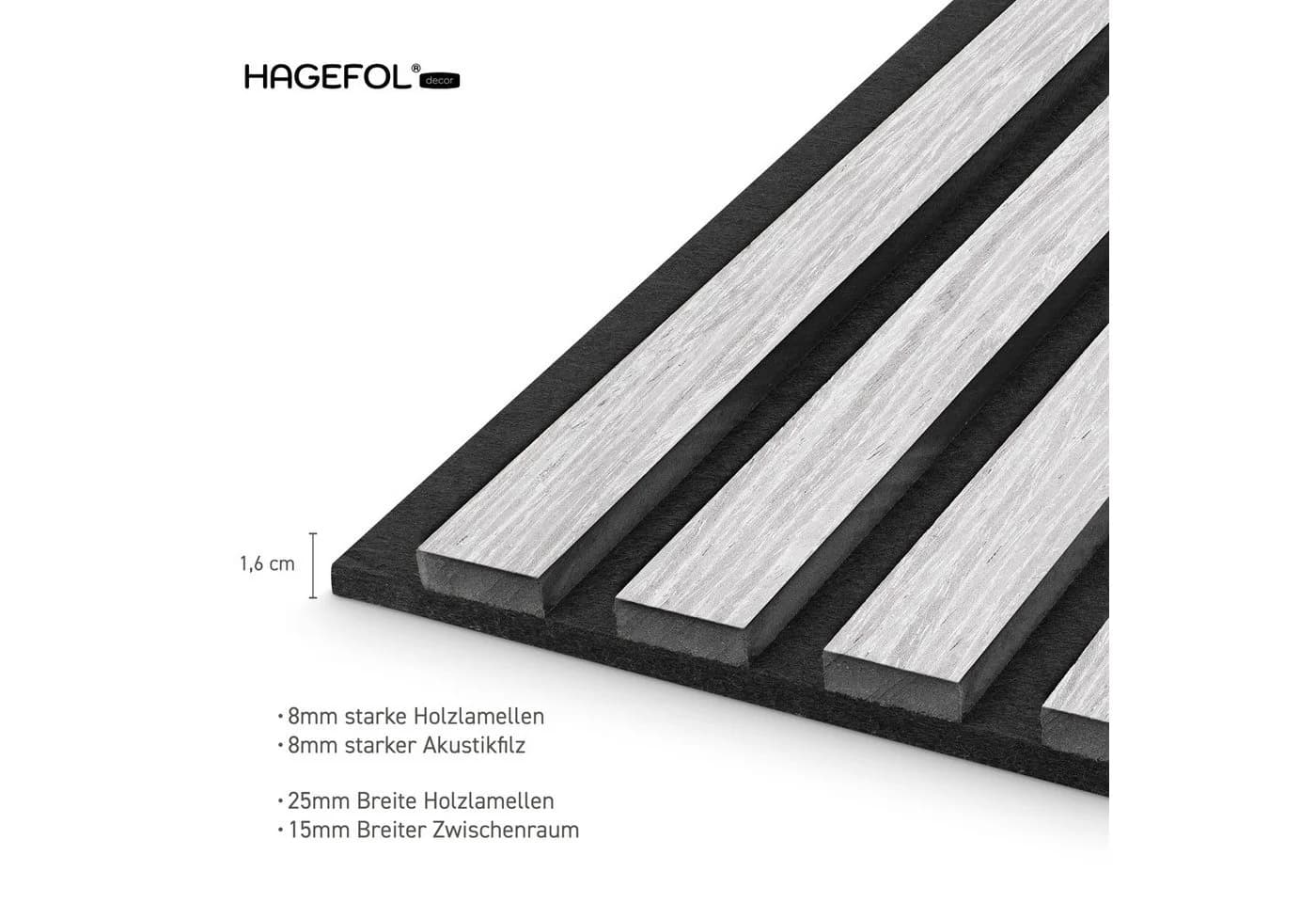 HAGEFOL Wandpaneel Akustikpaneele Holz selbstklebend Grau - Bild 5