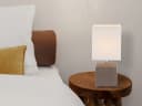 GLOBO LIGHTING LED Nachttischlampe Braun Keramikfuß Stoffschirm Bild 1