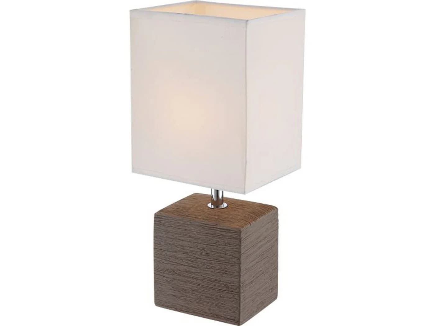 GLOBO LIGHTING LED Nachttischlampe Braun Keramikfuß Stoffschirm - Bild 2