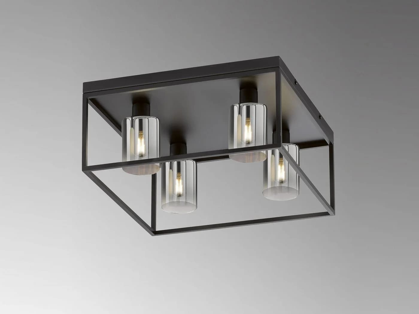 FISCHER & HONSEL LED Deckenleuchte Schwarz Rauchglas Viereckig - Bild 3