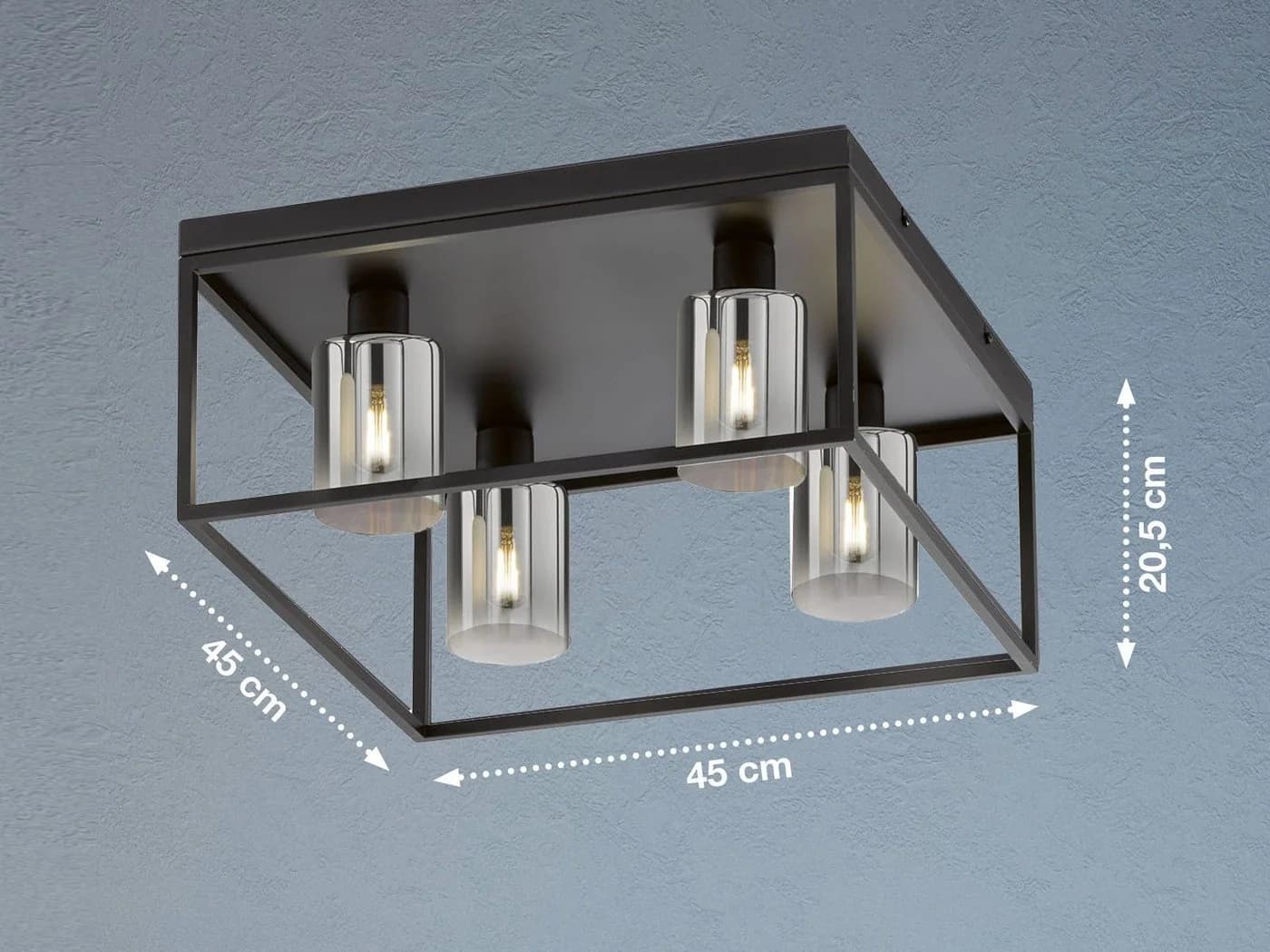 FISCHER & HONSEL LED Deckenleuchte Schwarz Rauchglas Viereckig - Bild 4