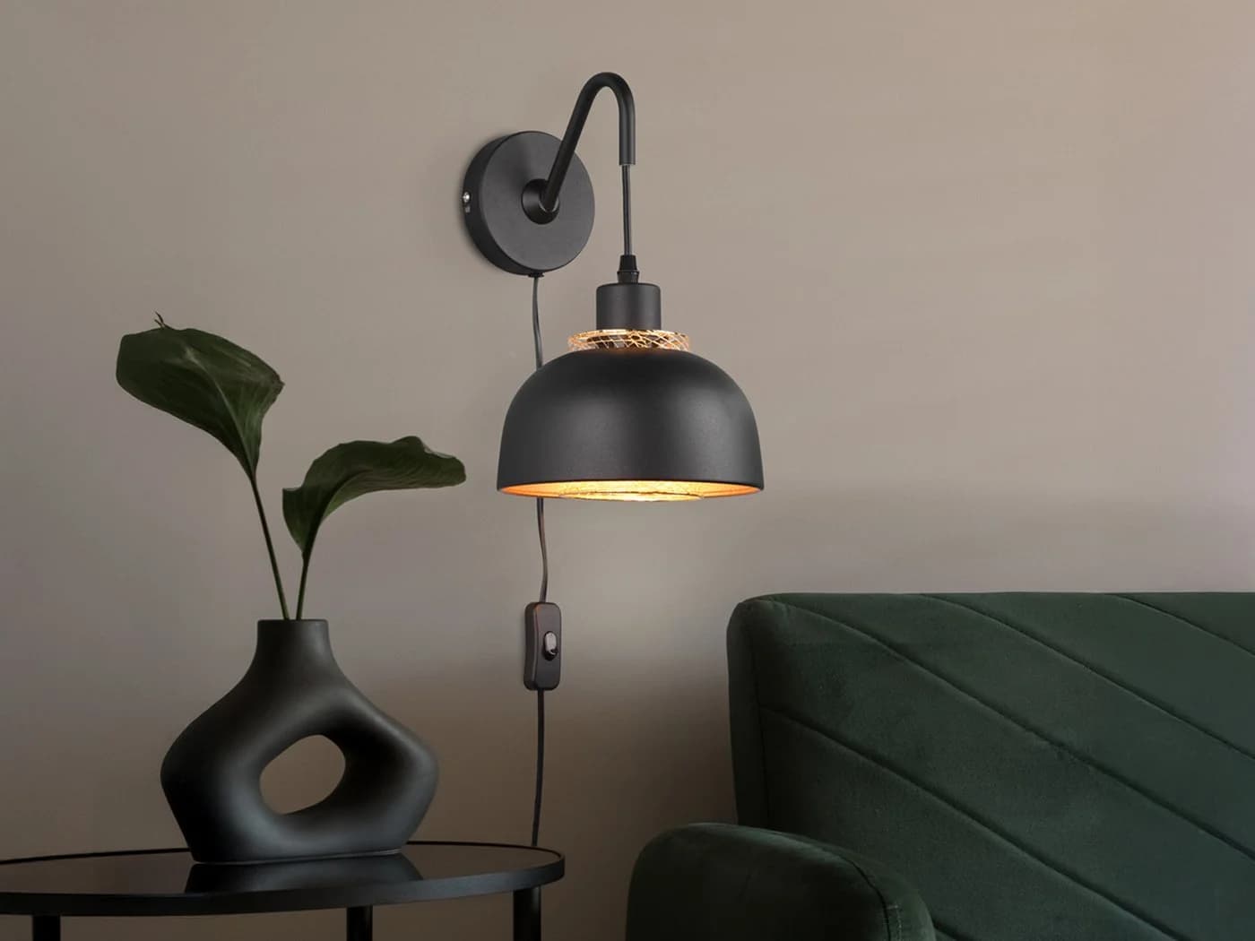 Reality Leuchten LED Wandleuchte Schwarz/Gold Dimmbar