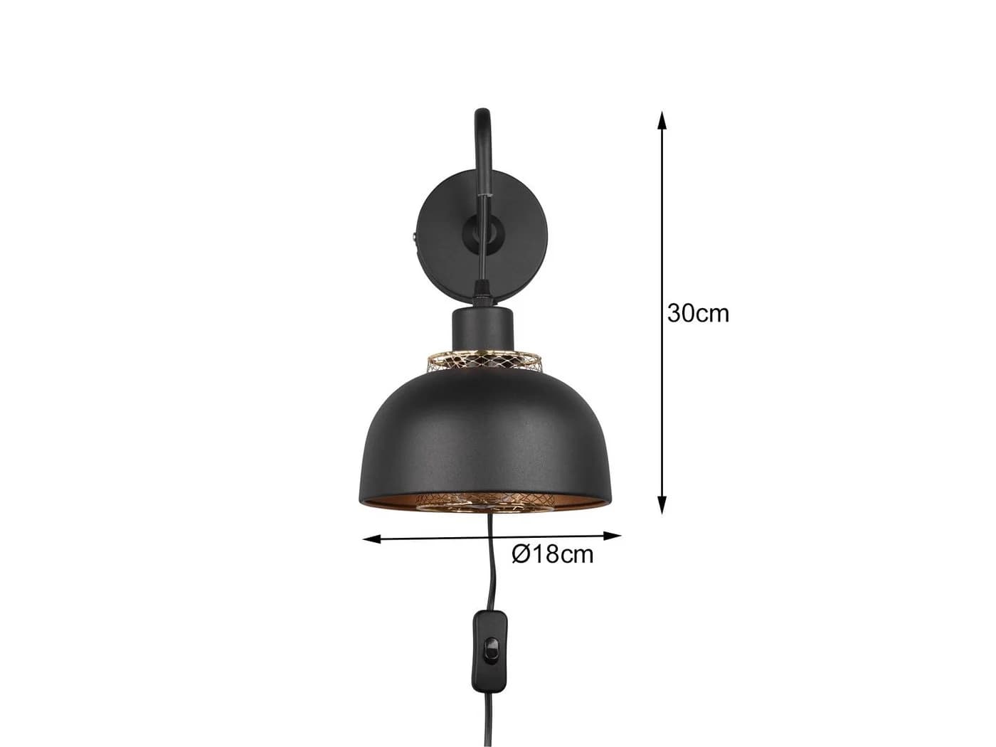 Reality Leuchten LED Wandleuchte Schwarz/Gold Dimmbar - Bild 5