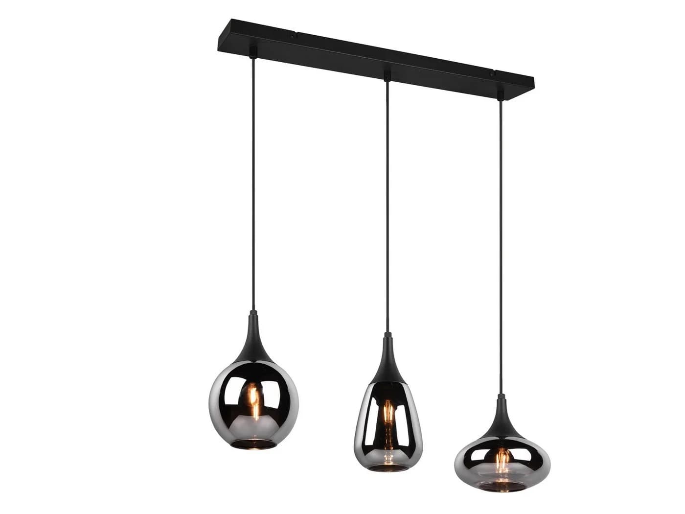 TRIO Leuchten LED Pendelleuchte 3-flammig Schwarz Rauchglas mit Switch Dimmer - Bild 2