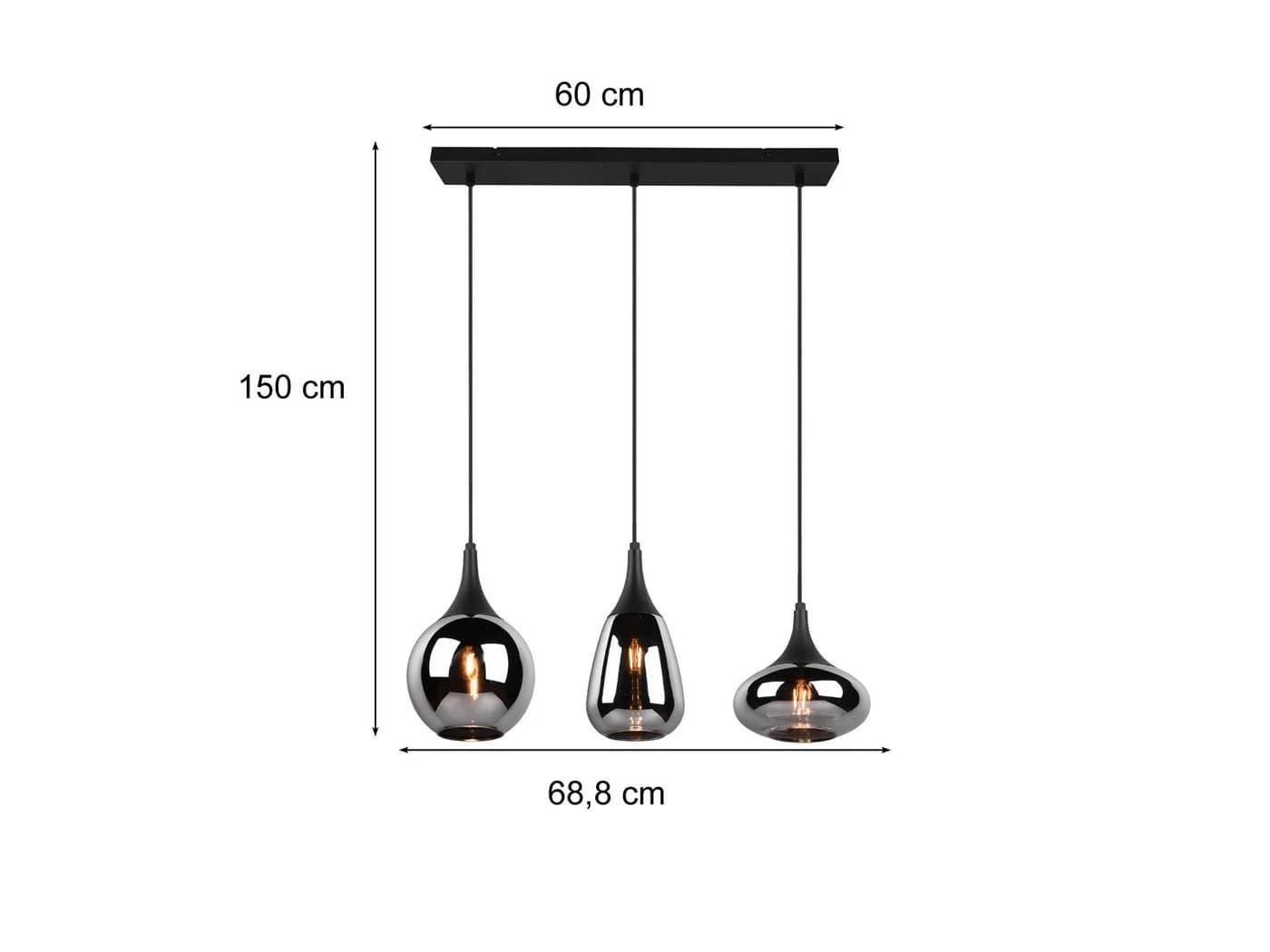 TRIO Leuchten LED Pendelleuchte 3-flammig Schwarz Rauchglas mit Switch Dimmer - Bild 4