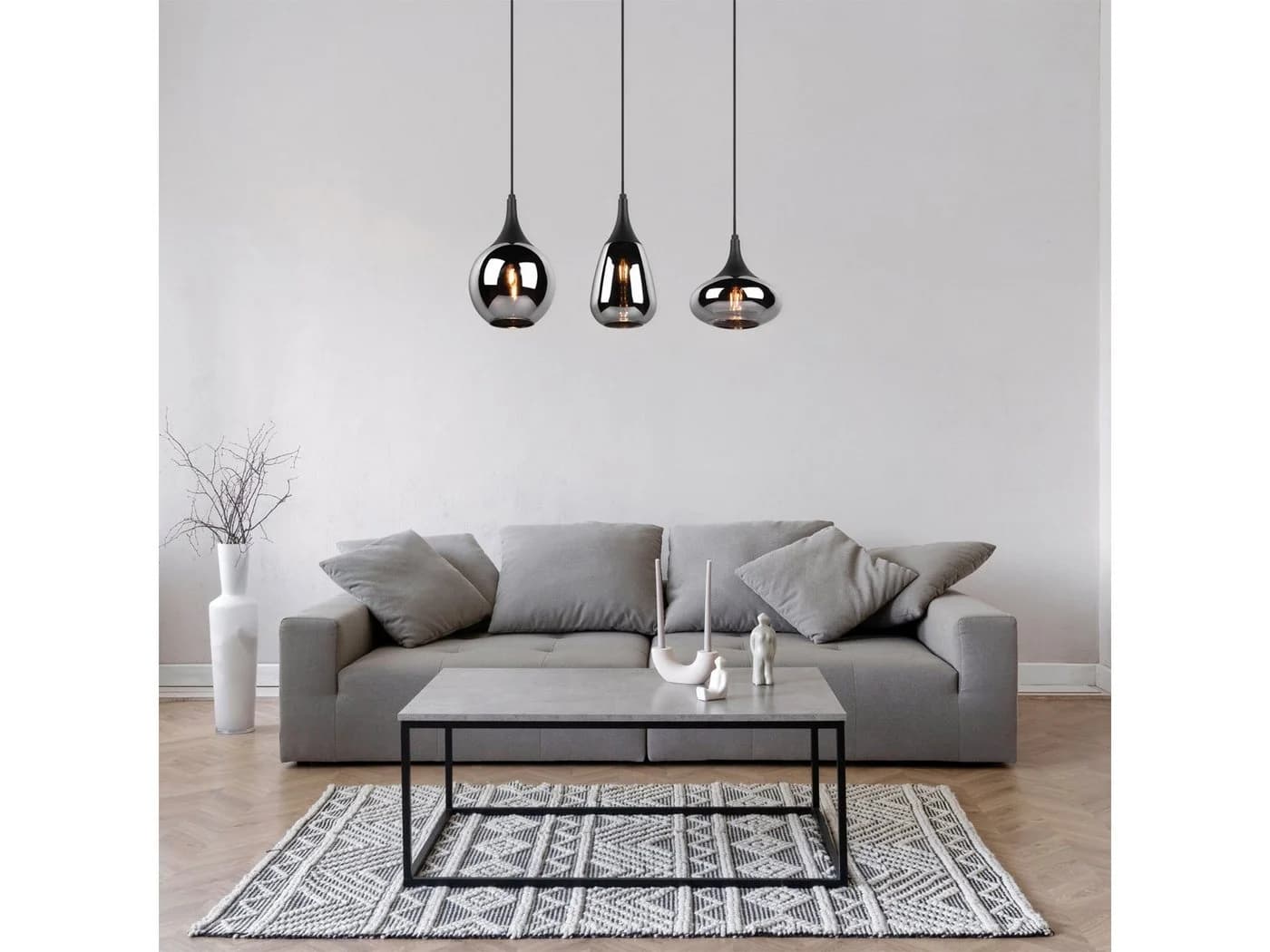 TRIO Leuchten LED Pendelleuchte 3-flammig Schwarz Rauchglas mit Switch Dimmer - Bild 5