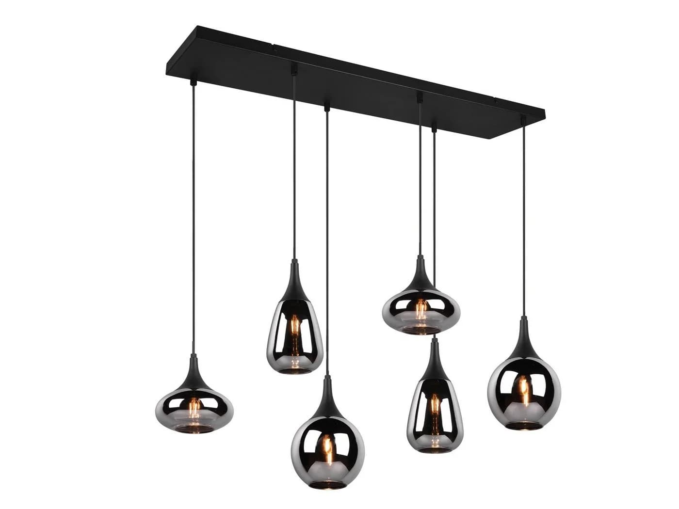 TRIO Leuchten 6-flammige LED Pendelleuchte Schwarz/Glas mit Dimmfunktion - Bild 2