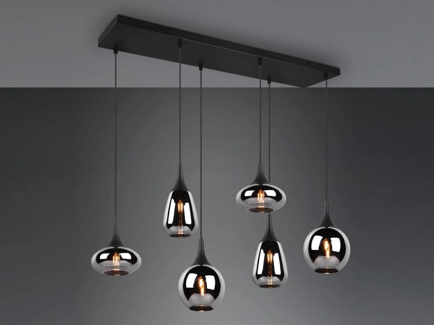 TRIO Leuchten 6-flammige LED Pendelleuchte Schwarz/Glas mit Dimmfunktion - Bild 3