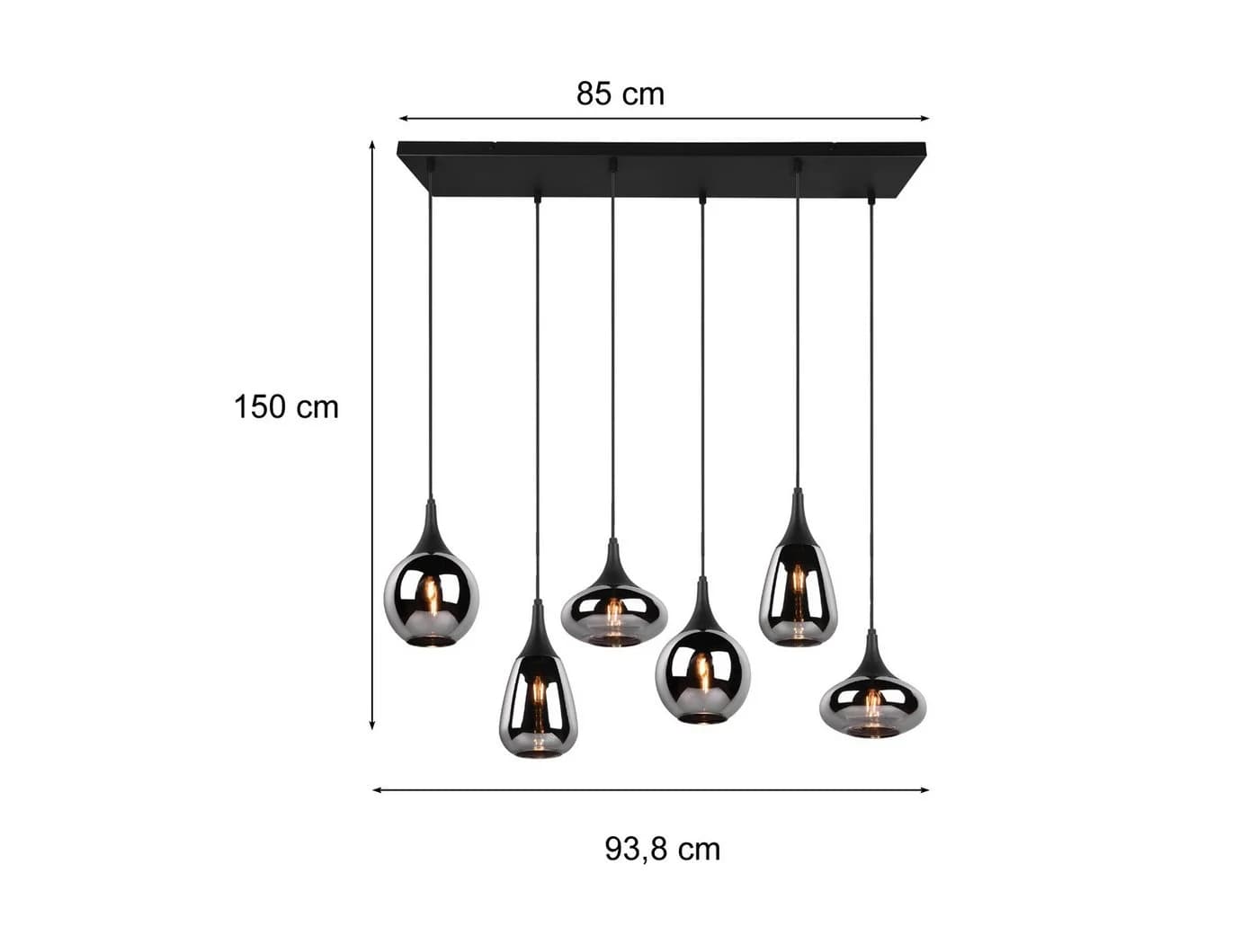 TRIO Leuchten 6-flammige LED Pendelleuchte Schwarz/Glas mit Dimmfunktion - Bild 4