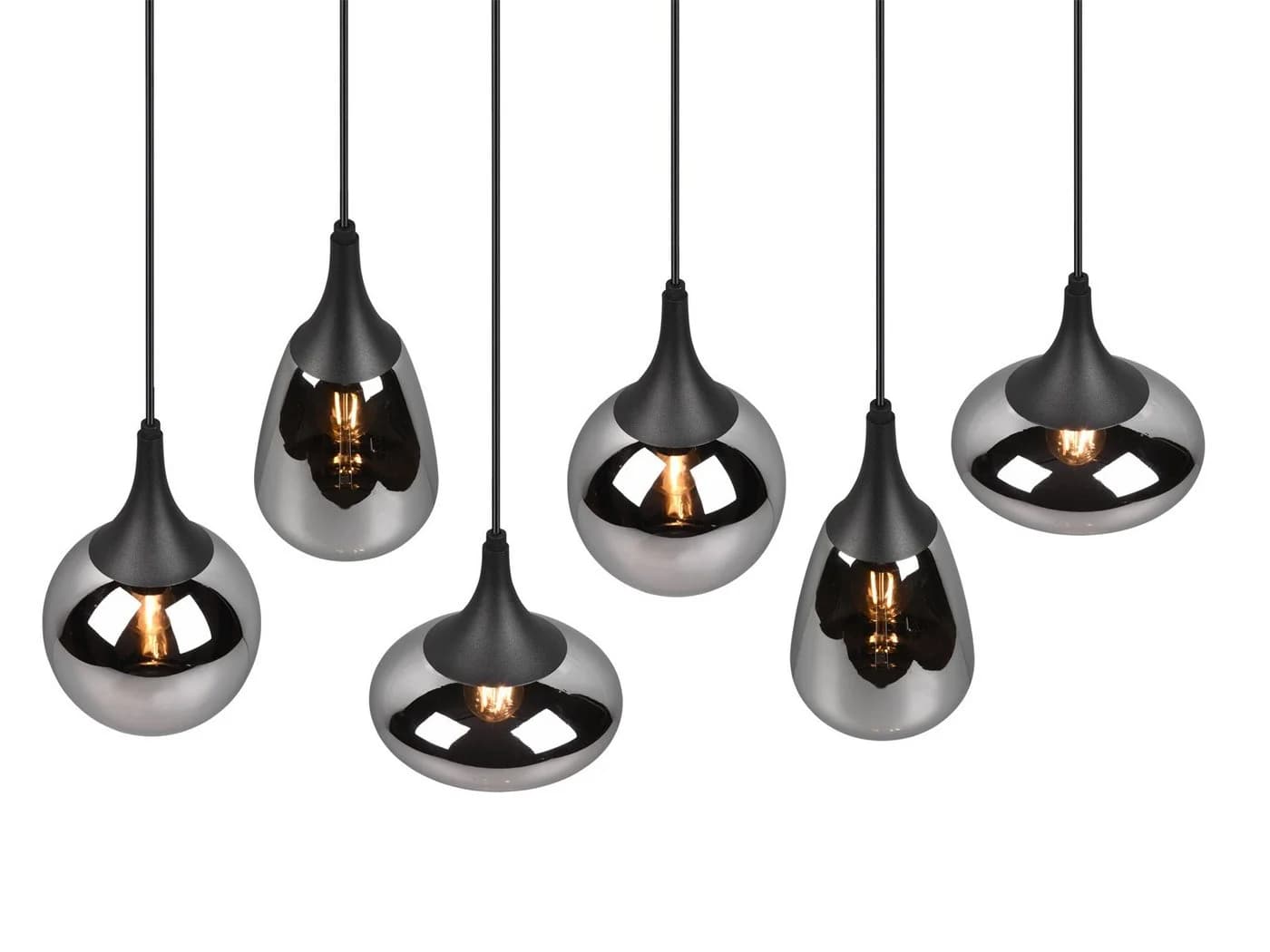 TRIO Leuchten 6-flammige LED Pendelleuchte Schwarz/Glas mit Dimmfunktion - Bild 5
