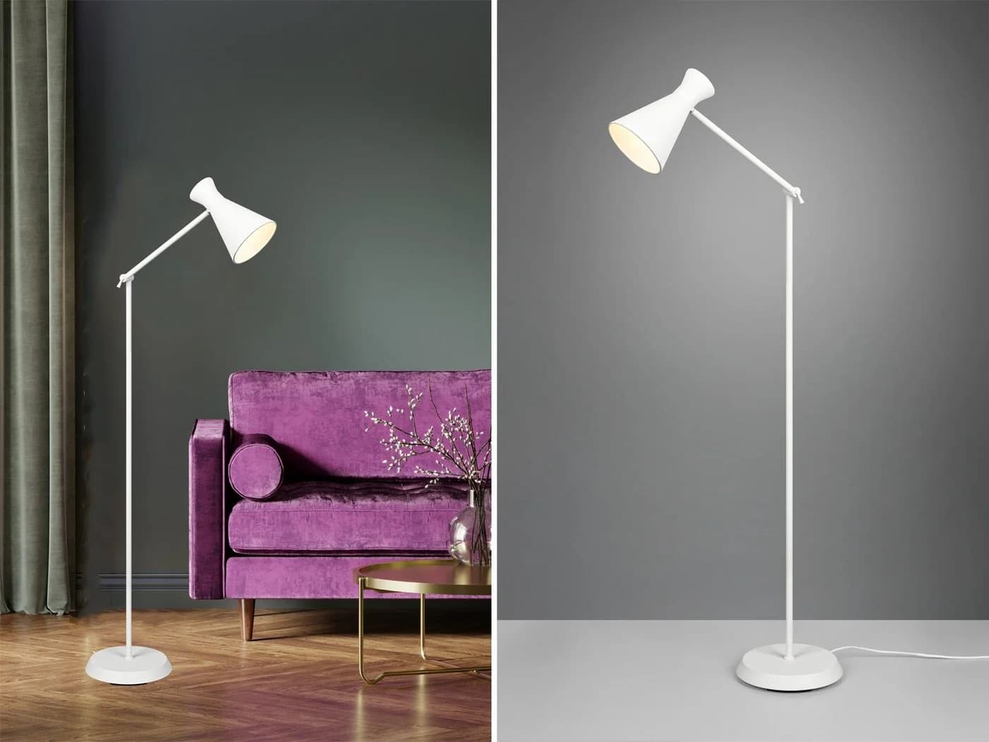 Reality Leuchten LED Stehlampe Weiß Dimmfunktion Gelenkarm
