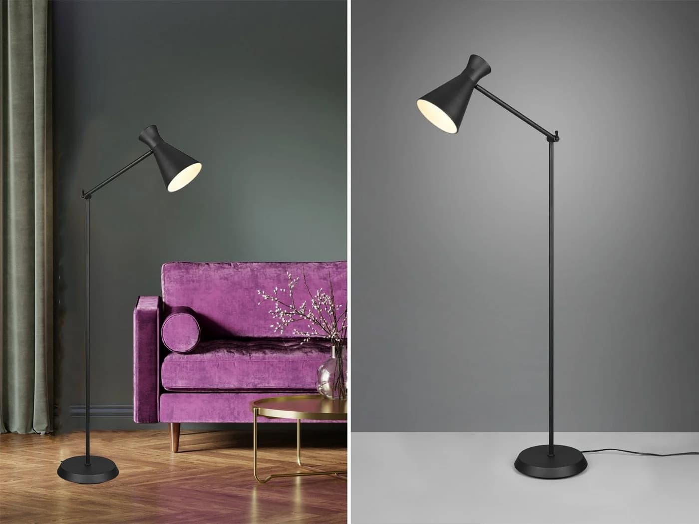 Reality Leuchten LED Stehlampe Schwarz Dimmbar Gelenkarm
