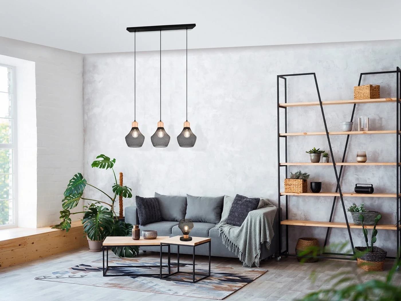 Reality Leuchten LED Pendelleuchte Industrial Schwarz Dimmbar - Bild 3