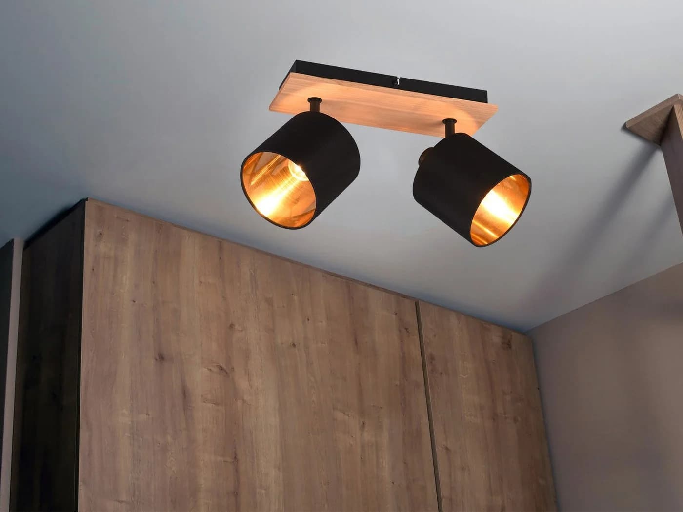 Reality Leuchten LED Deckenstrahler Schwarz/Gold Dimmbar