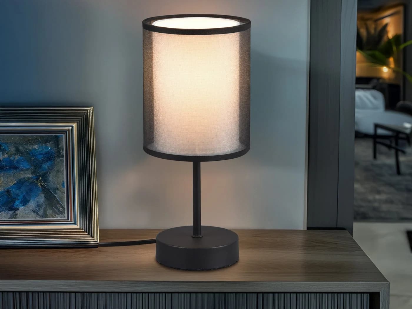 TRIO Leuchten LED Nachttischlampe Dimmbar Schwarz/Weiß - Bild 5