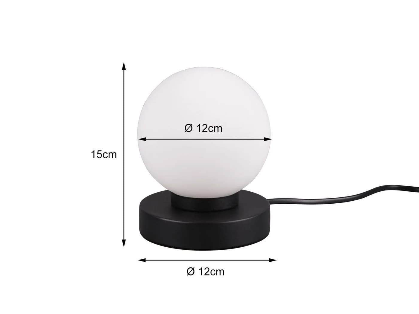 Reality Leuchten LED Nachttischlampe Touch Dimmbar Glas Kugel Weiß Schwarz - Bild 4