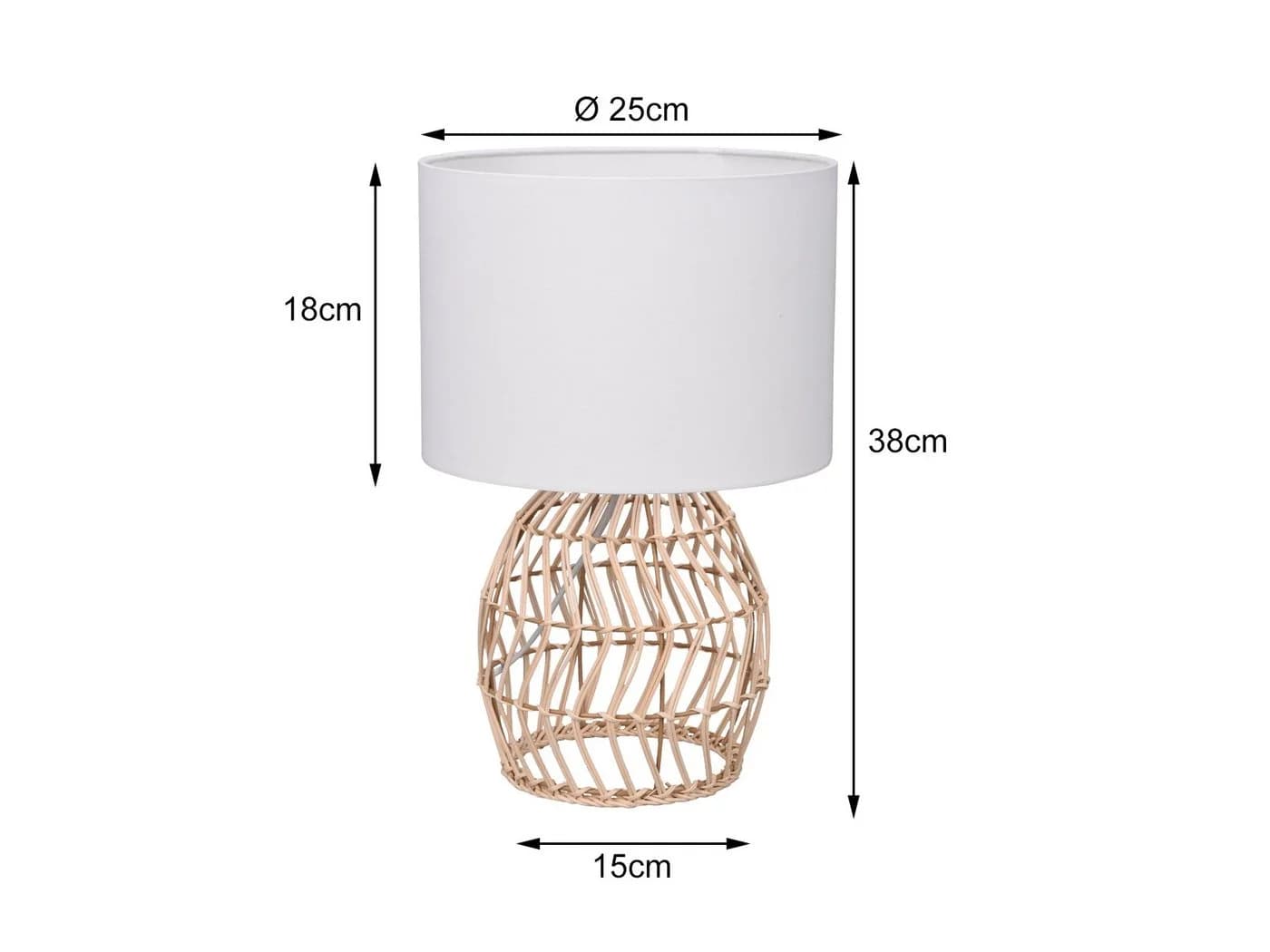 Reality Leuchten LED Nachttischlampe Boho Rattan Weiß Dimmbar - Bild 3