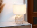 Reality Leuchten LED Nachttischlampe Boho Rattan Weiß Dimmbar Bild 5