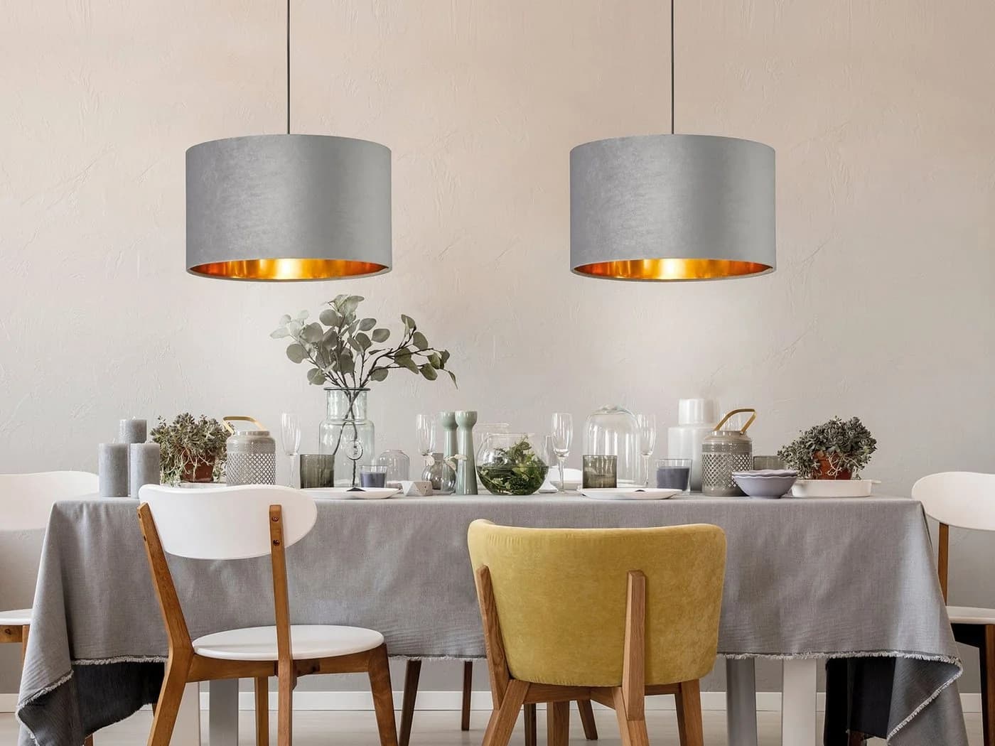 FISCHER & HONSEL LED Pendelleuchte Grau Gold Dimmbar Samt - Bild 5