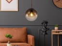 GLOBO LIGHTING LED Pendelleuchte Amber Glas-Kugel dimmbar warmweiß Bild 1