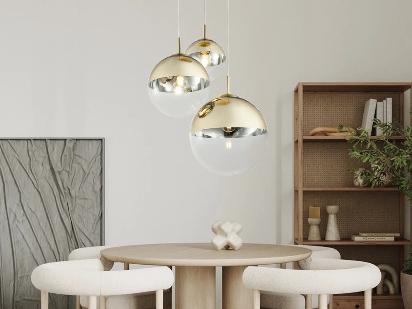 GLOBO LIGHTING LED Pendelleuchte Gold Glas-Cluster