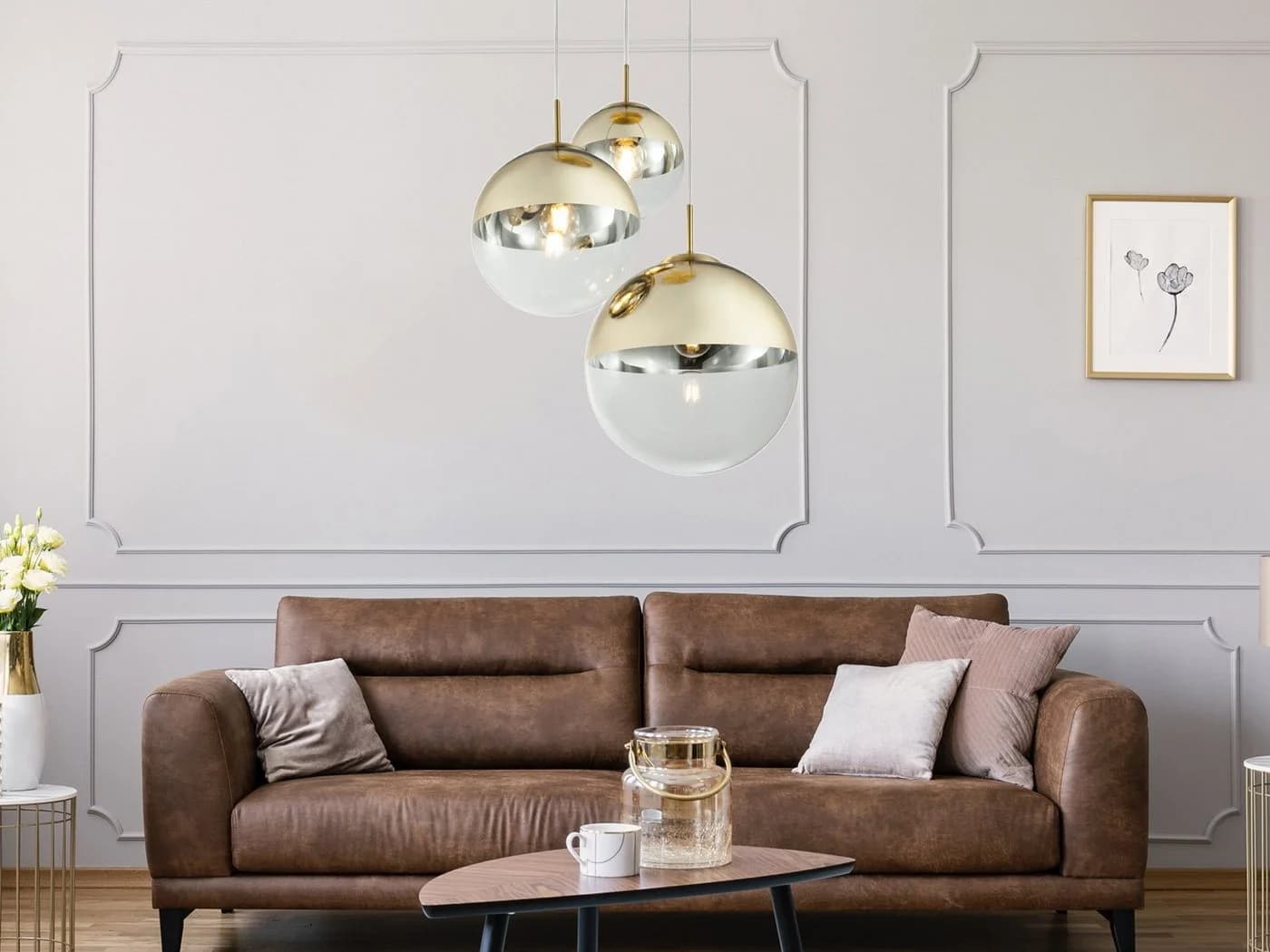GLOBO LIGHTING LED Pendelleuchte Gold Glas-Cluster - Bild 5