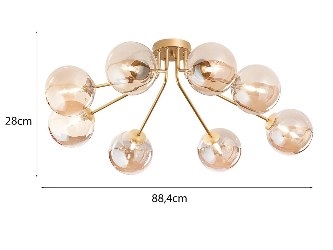 Luce Ambiente Design LED Deckenleuchte 8-flammig Gold Bernsteinfarben - Bild 4
