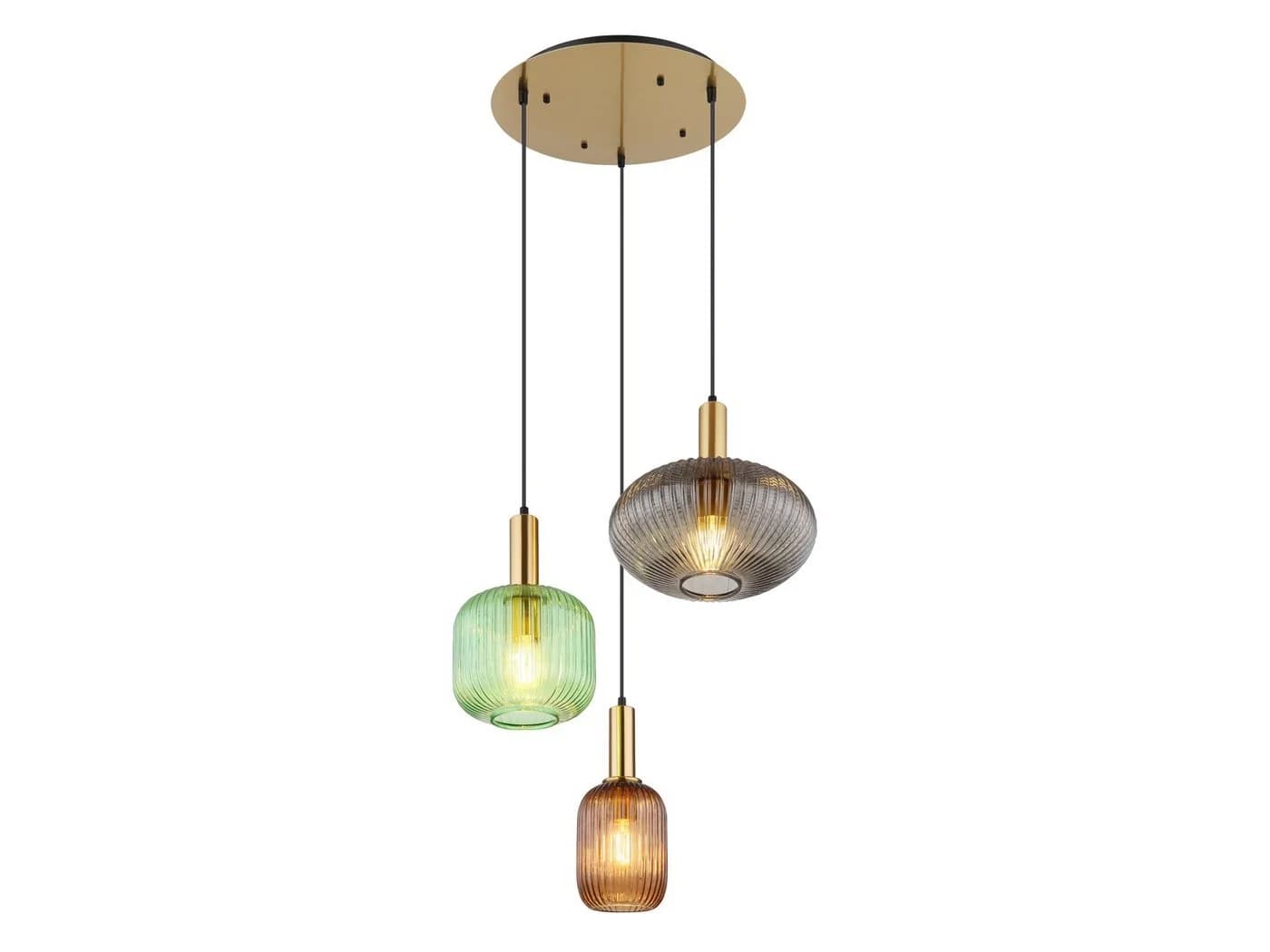 GLOBO LIGHTING LED Pendelleuchte Retro Cluster Lampe bunt Rauchglas - Bild 2