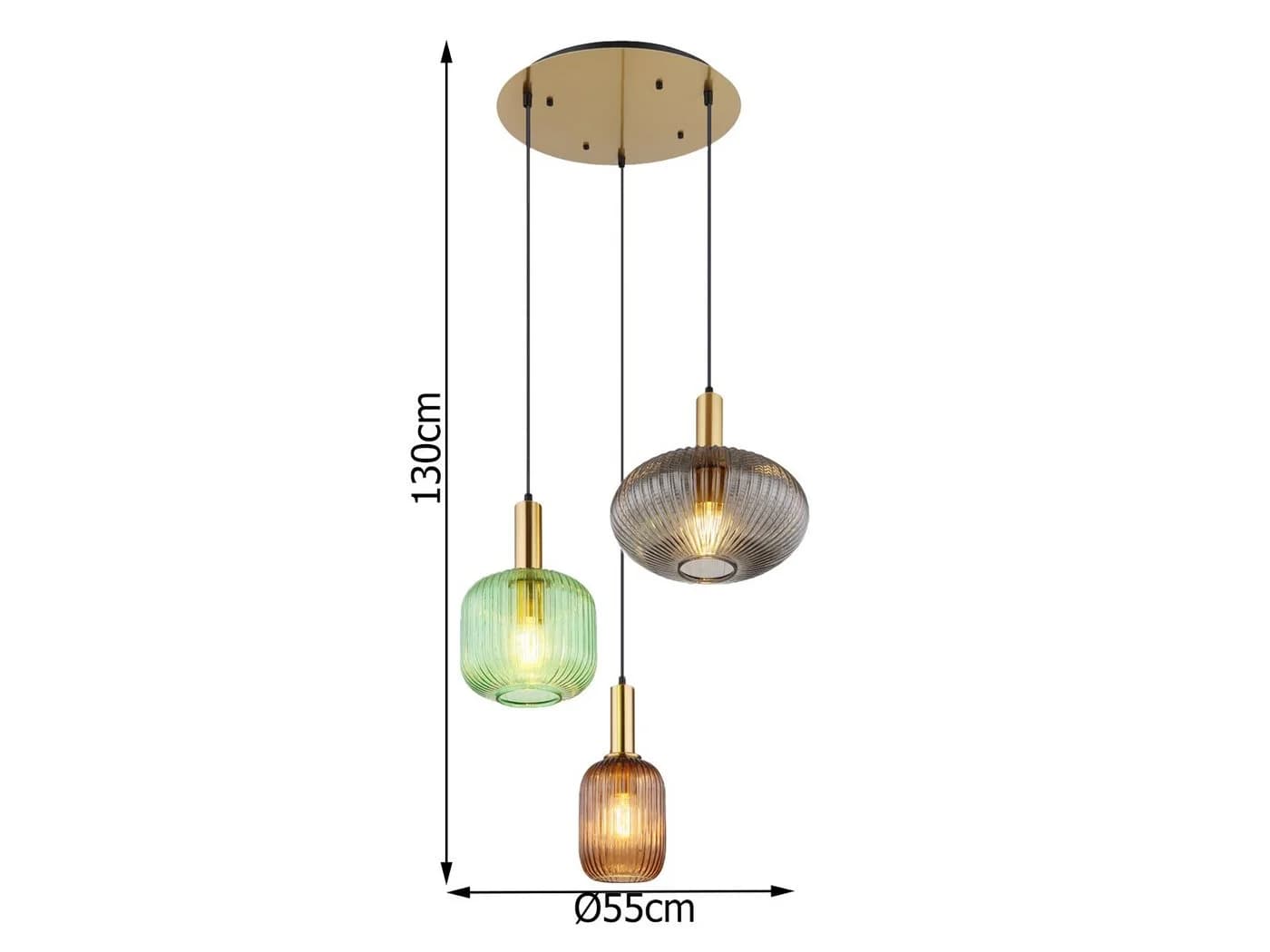 GLOBO LIGHTING LED Pendelleuchte Retro Cluster Lampe bunt Rauchglas - Bild 3