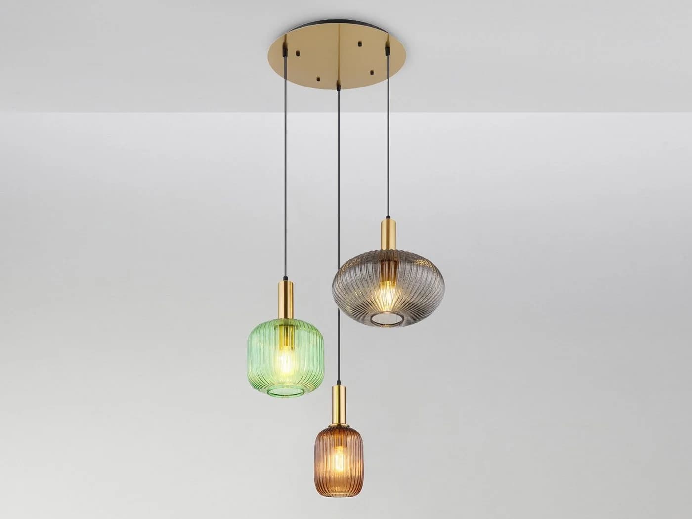 GLOBO LIGHTING LED Pendelleuchte Retro Cluster Lampe bunt Rauchglas - Bild 4