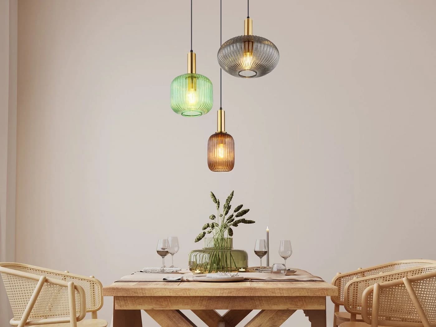 GLOBO LIGHTING LED Pendelleuchte Retro Cluster Lampe bunt Rauchglas - Bild 5