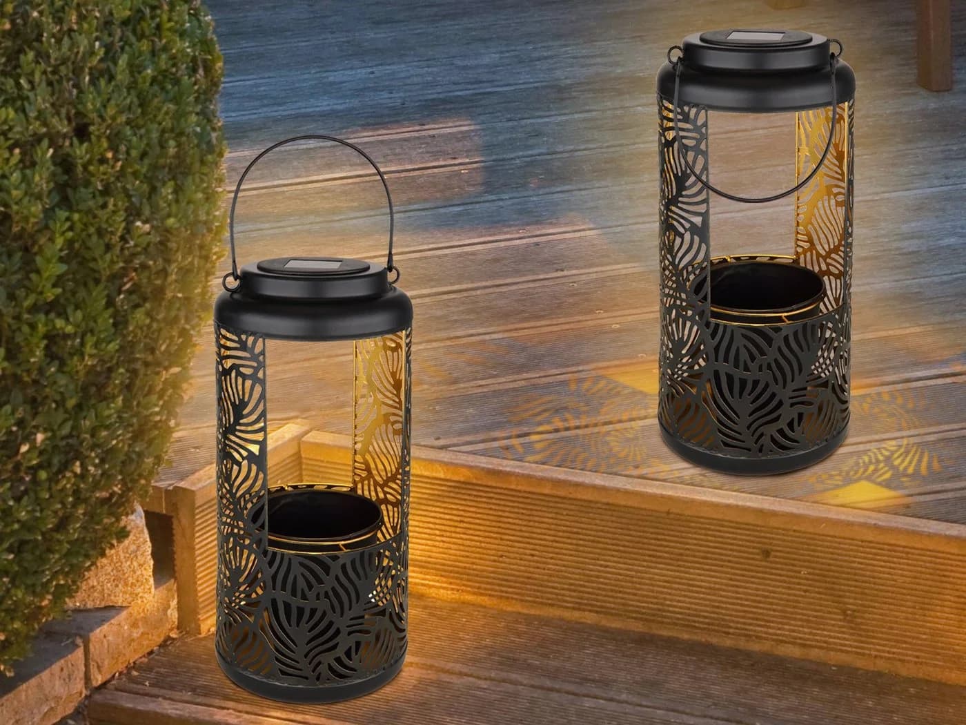 GLOBO LIGHTING Solarleuchte LED Warmweiß 2er Set