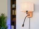 TRIO Leuchten LED Wandleuchte mit Lesearm Holz Beige Bild 1
