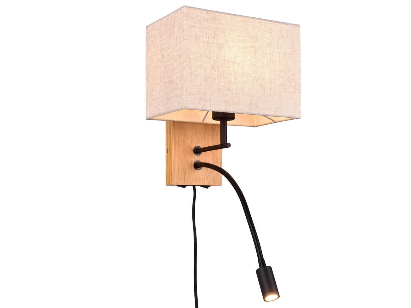 TRIO Leuchten LED Wandleuchte mit Lesearm Holz Beige - Bild 2