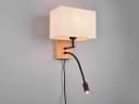 TRIO Leuchten LED Wandleuchte mit Lesearm Holz Beige Bild 3