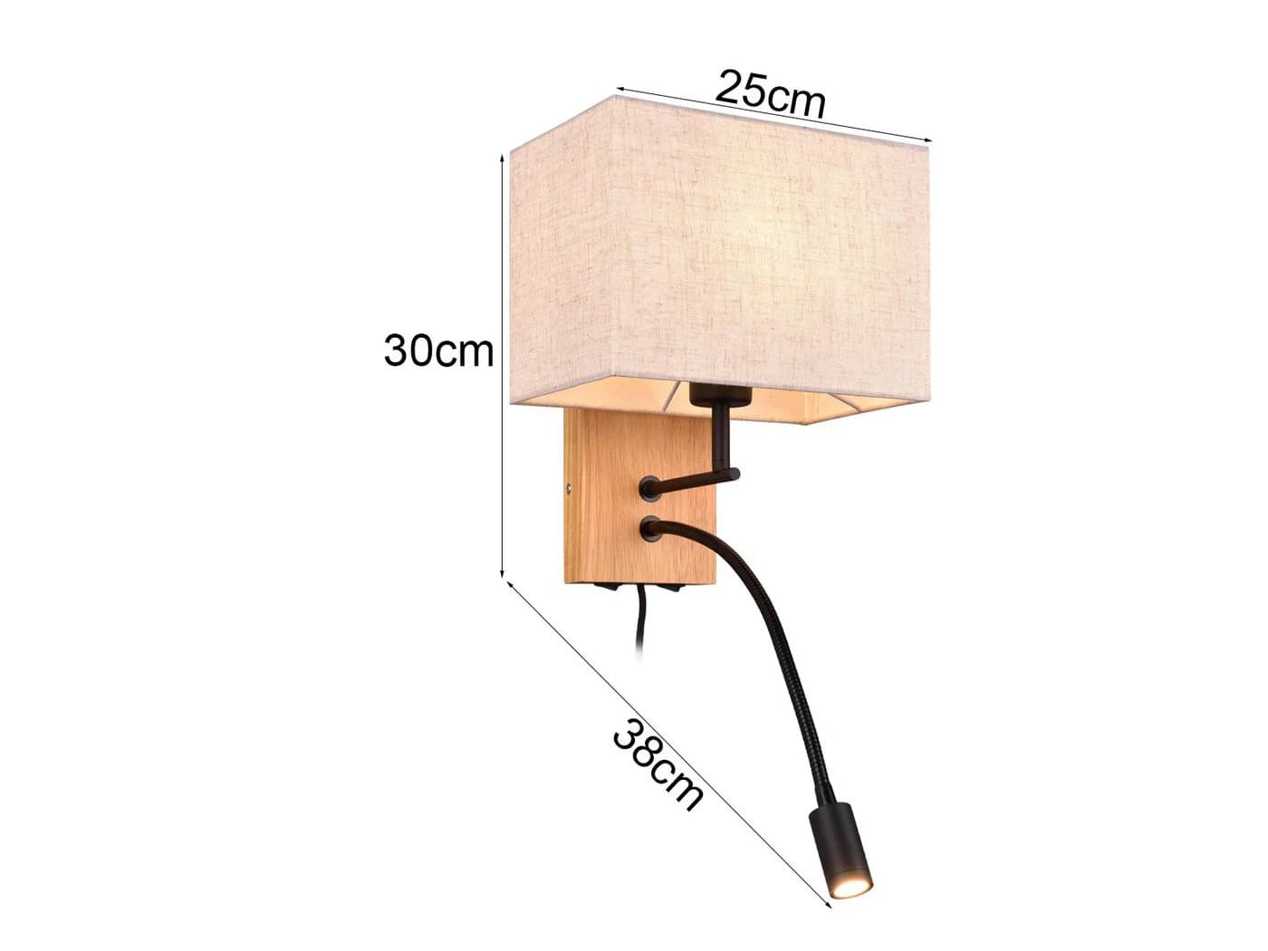 TRIO Leuchten LED Wandleuchte mit Lesearm Holz Beige - Bild 4