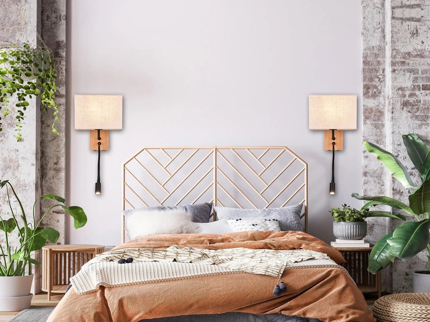 TRIO Leuchten LED Wandleuchte mit Lesearm Holz Beige - Bild 5