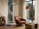 Trio Leuchten LED Bogenlampe XXL 210cm Höhe, Stoffschirm Taupe, Dimmfunktion Bild 1