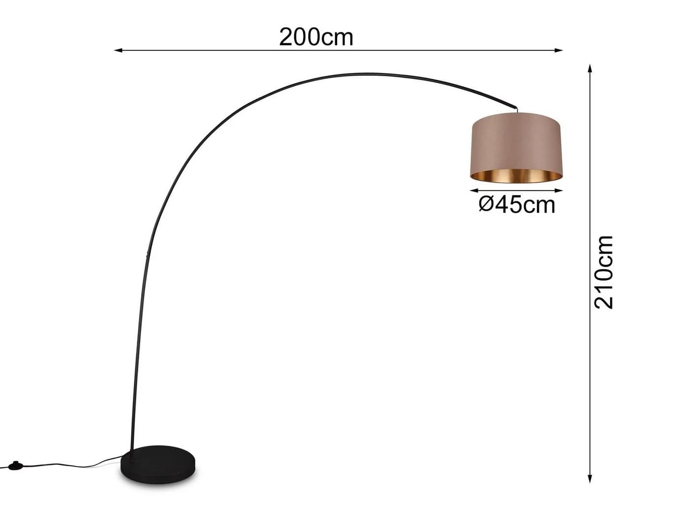 Trio Leuchten LED Bogenlampe XXL 210cm Höhe, Stoffschirm Taupe, Dimmfunktion - Bild 4