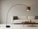 Trio Leuchten LED Bogenlampe XXL 210cm Höhe, Stoffschirm Taupe, Dimmfunktion Bild 5