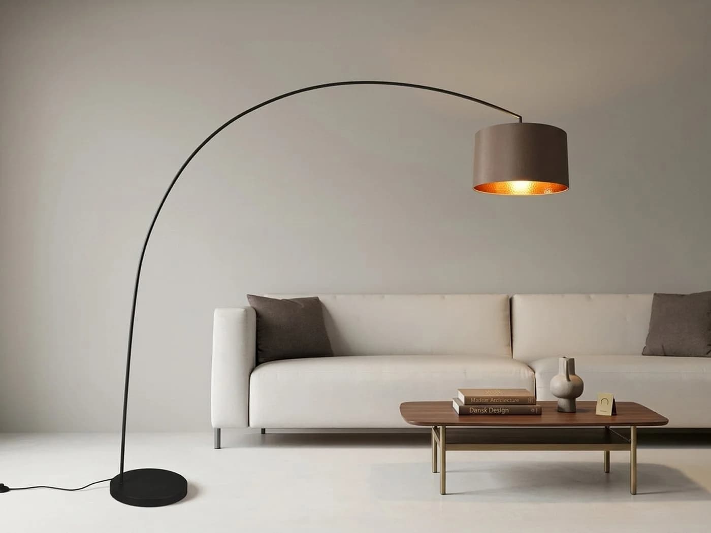 Trio Leuchten LED Bogenlampe XXL 210cm Höhe, Stoffschirm Taupe, Dimmfunktion - Bild 5