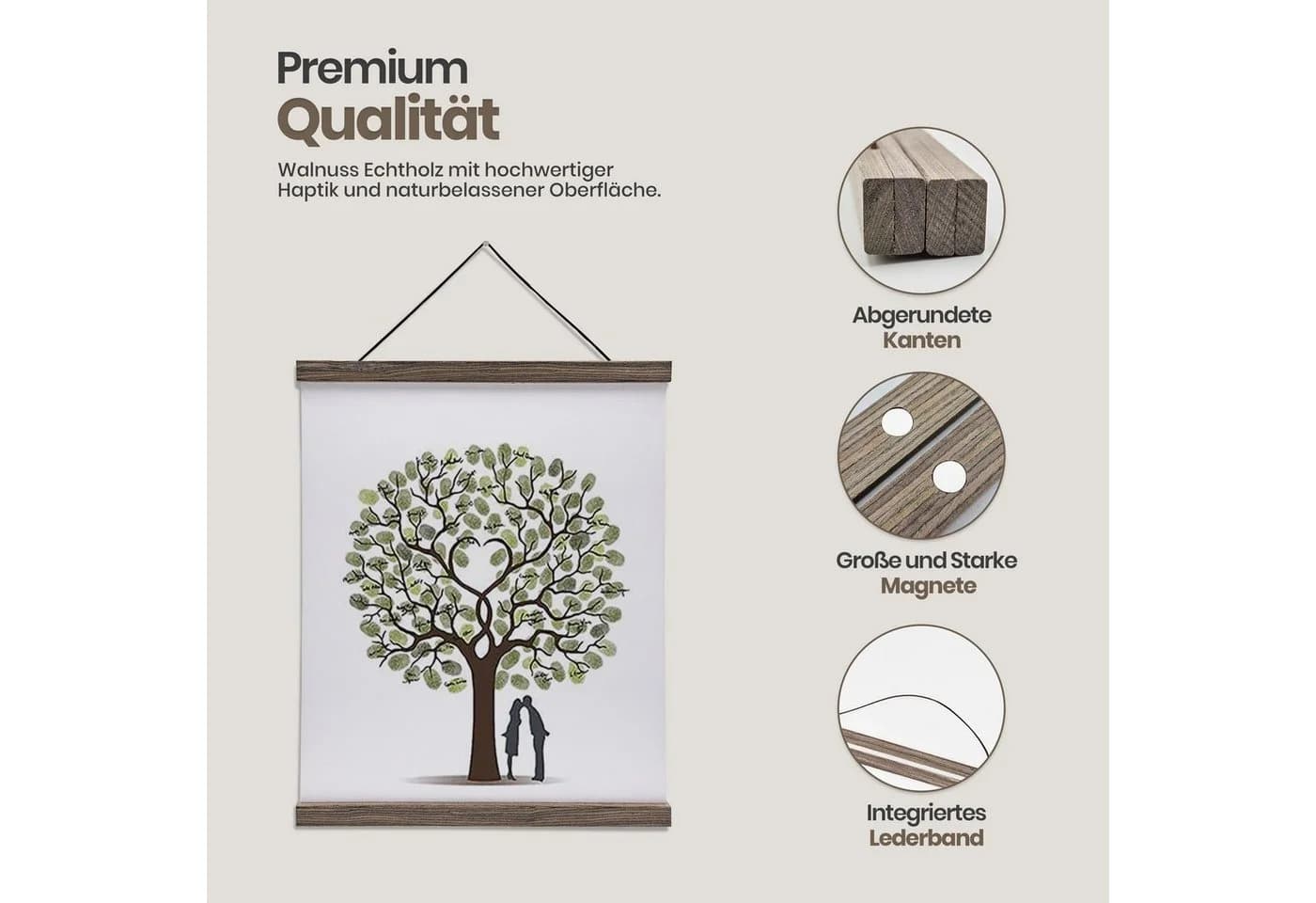 Likarto Premium-Posterleiste aus Echtholz mit Magnetfunktion