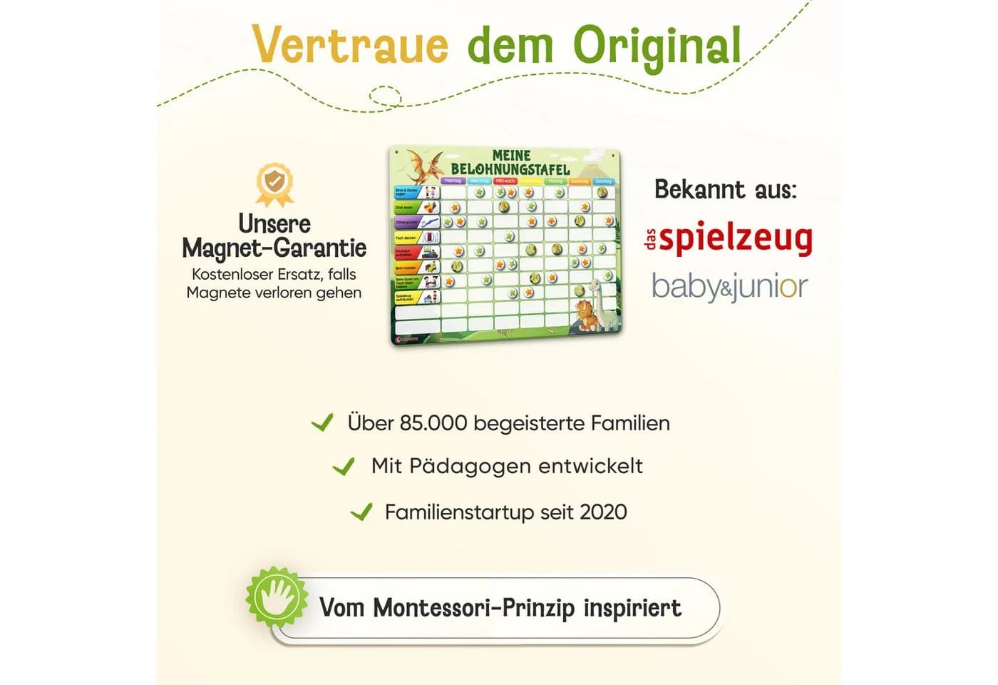 Likarto Belohnungstafel Kinder Montessori Aufgabenplaner Magnettafel Grün - Bild 4