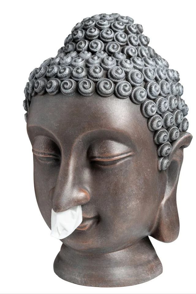 Buddha Kopf Taschentuchbox mit Nasen-Fach