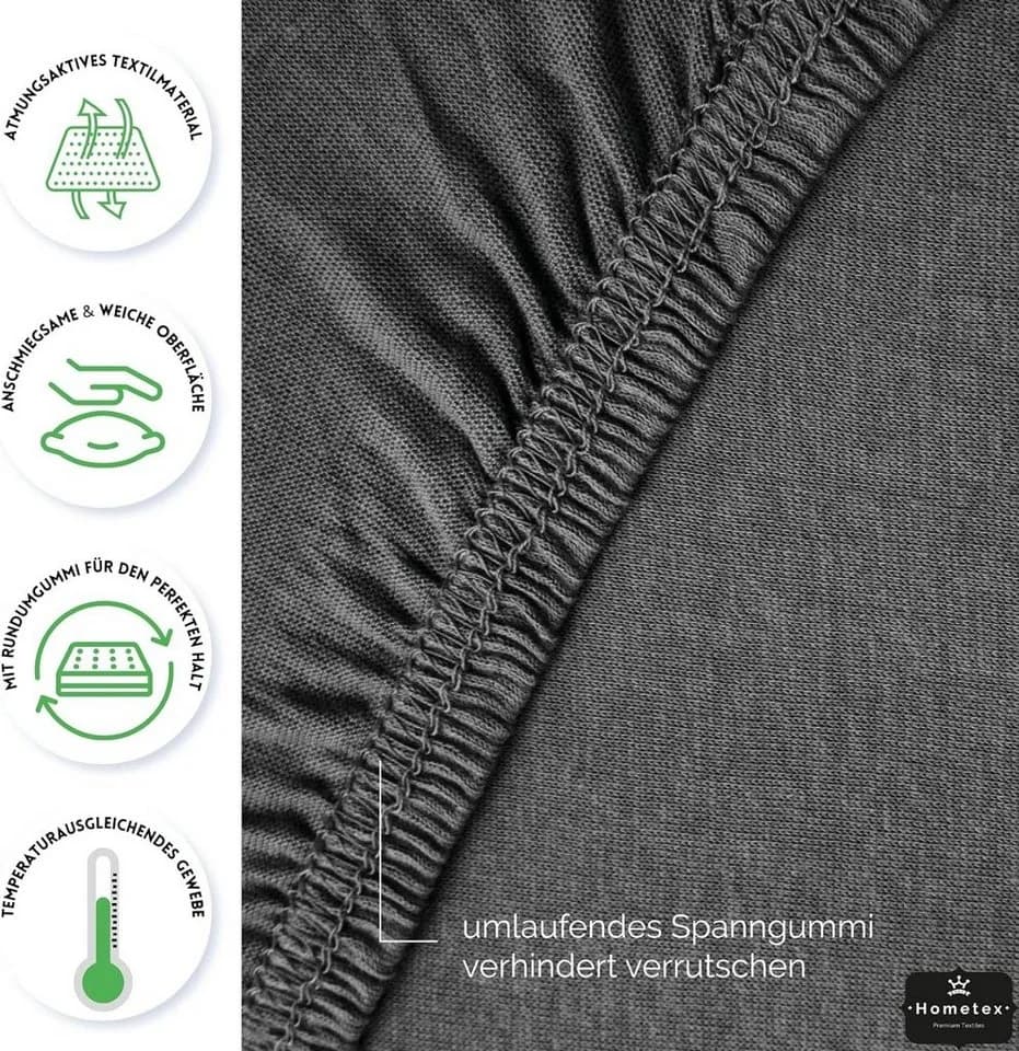Hometex Premium Textiles Spannbettlaken Anthrazit Jersey 190 g/m² - Bild 5